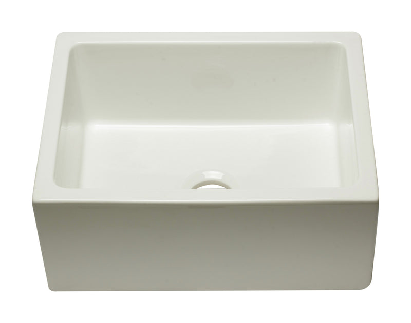 ALFI brand AB2418HS-B 24 inch Biscuit Reversible Smooth / Fluted Single Bowl Fireclay Farm Sink