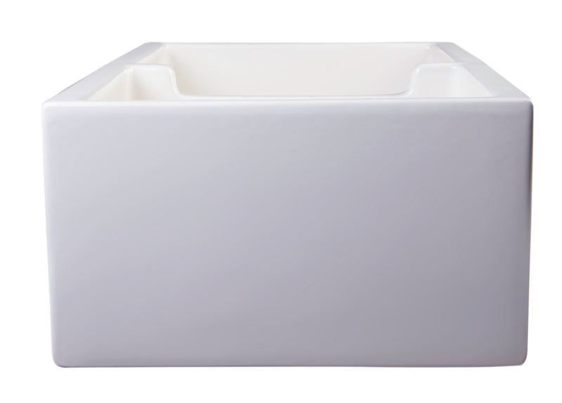 ALFI brand AB3918ARCH-B  39" Biscuit Arched Apron Thick Wall Fireclay Double Bowl Farm Sink