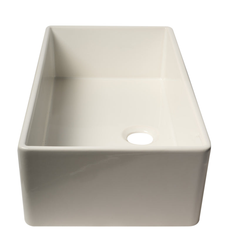 ALFI brand AB536-W White 36" Smooth Apron Single Bowl Fireclay Farm Sink