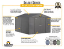 Shelter Logic Arrow Select Steel Storage Shed, 10x12, Blue Grey