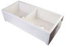 ALFI brand AB3918ARCH-B  39" Biscuit Arched Apron Thick Wall Fireclay Double Bowl Farm Sink
