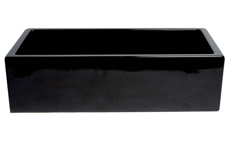 ALFI brand AB3618HS-BG 36" Black Gloss Reversible Smooth / Fluted Single Bowl Fireclay Farm Sink