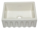 ALFI brand AB2418HS-B 24 inch Biscuit Reversible Smooth / Fluted Single Bowl Fireclay Farm Sink