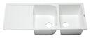 ALFI brand AB4620DI-W White 46" Double Bowl Granite Composite Kitchen Sink with Drainboard