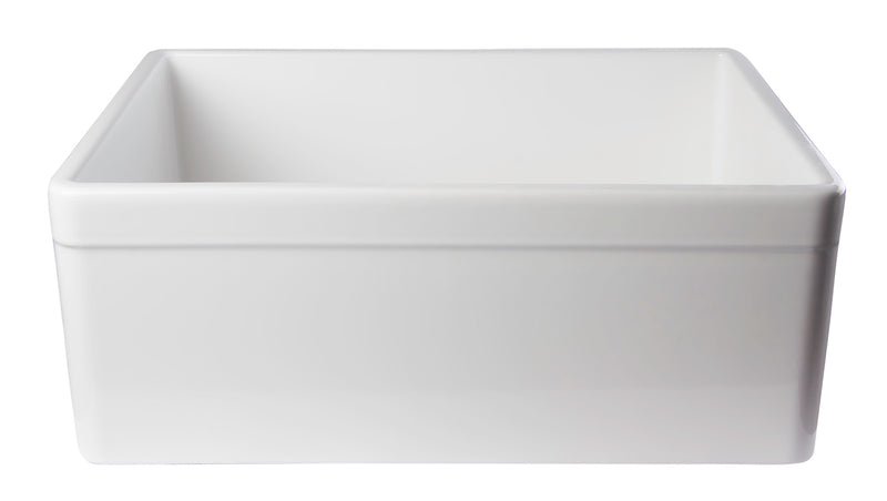 ALFI brand AB506-W White 26" Decorative Lip Apron Single Bowl Fireclay Farmhouse Kitchen Sink