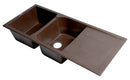 ALFI brand AB4620DI-C Chocolate 46" Double Bowl Granite Composite Kitchen Sink with Drainboard