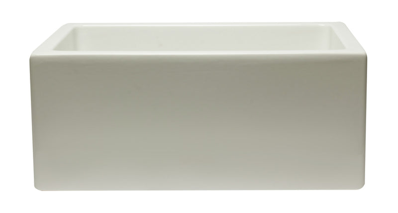 ALFI brand AB2418HS-B 24 inch Biscuit Reversible Smooth / Fluted Single Bowl Fireclay Farm Sink