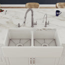 ALFI brand AB3918DB-W 39" White Smooth Apron Thick Wall Fireclay Double Bowl Farm Sink
