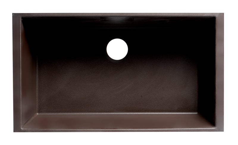 ALFI brand AB3322UM-C Chocolate 33" Single Bowl Undermount Granite Composite Kitchen Sink