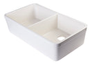 ALFI brand AB512UM-B 32 inch Biscuit Double Bowl Fireclay Undermount Kitchen Sink