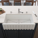 ALFI brand AB3618HS-W 36 inch White Reversible Smooth / Fluted Single Bowl Fireclay Farm Sink