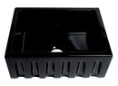 ALFI brand AB2418HS-BG 24" Black Gloss Reversible Smooth / Fluted Single Bowl Fireclay Farm Sink